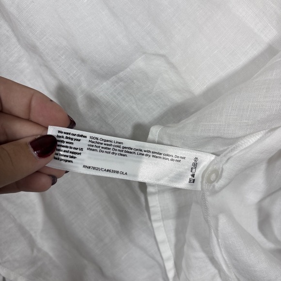 NWT Eileen Fisher Shirt Womens XL White Handkerchief Linen Button Up Long Tunic - Picture 5 of 9